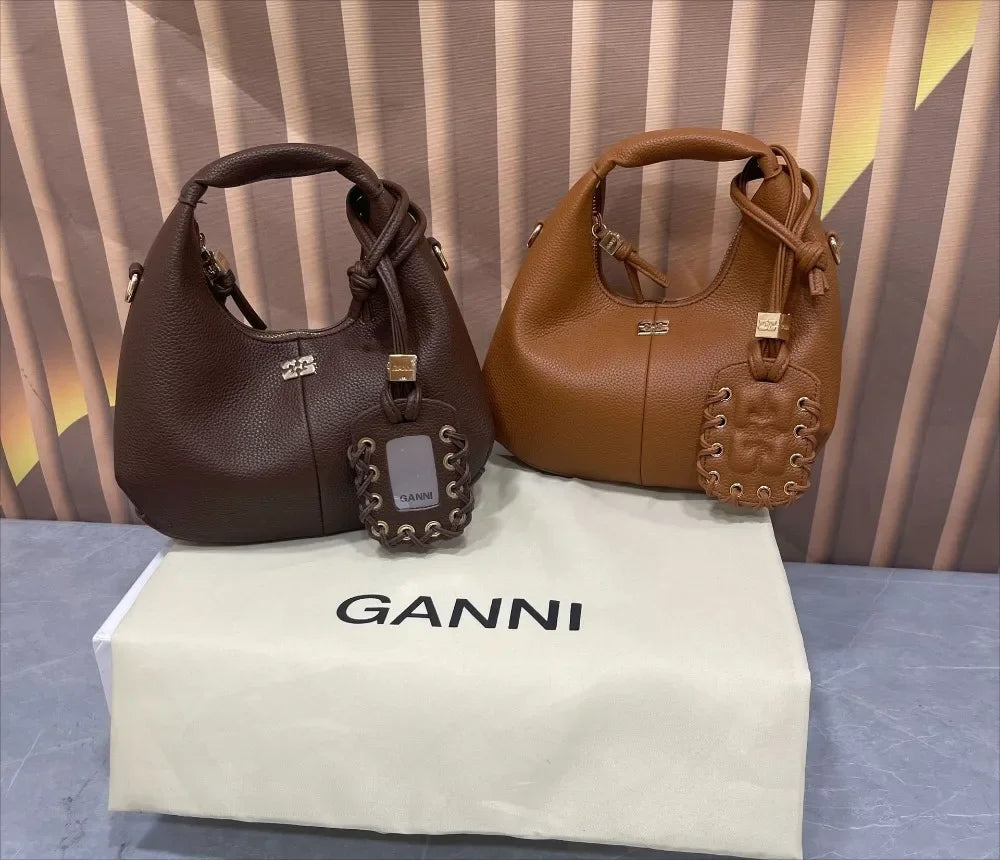 Luxury Mini Hobo Bag Women Vintage Leather Handbag Detachable Strap Commute Shoulder Purse Y2K Fashion Designer Crossbody Bag