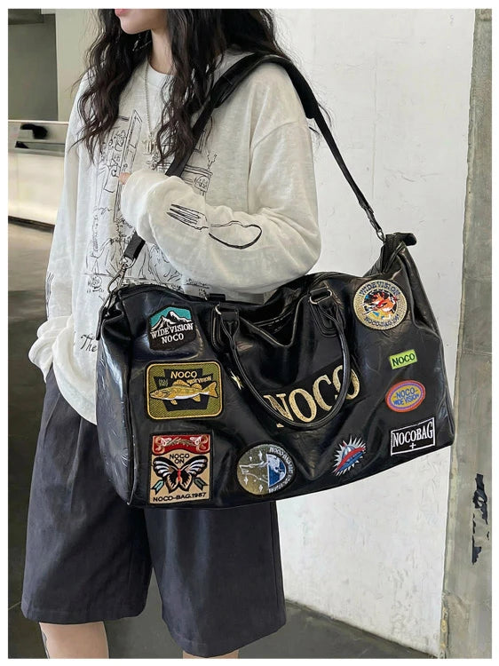Fitness Travel Bag Suitable for Both Men and Women, Can Be Carried by Hand, Worn over the Shoulder or Cross-Body， Pu Leather Bag