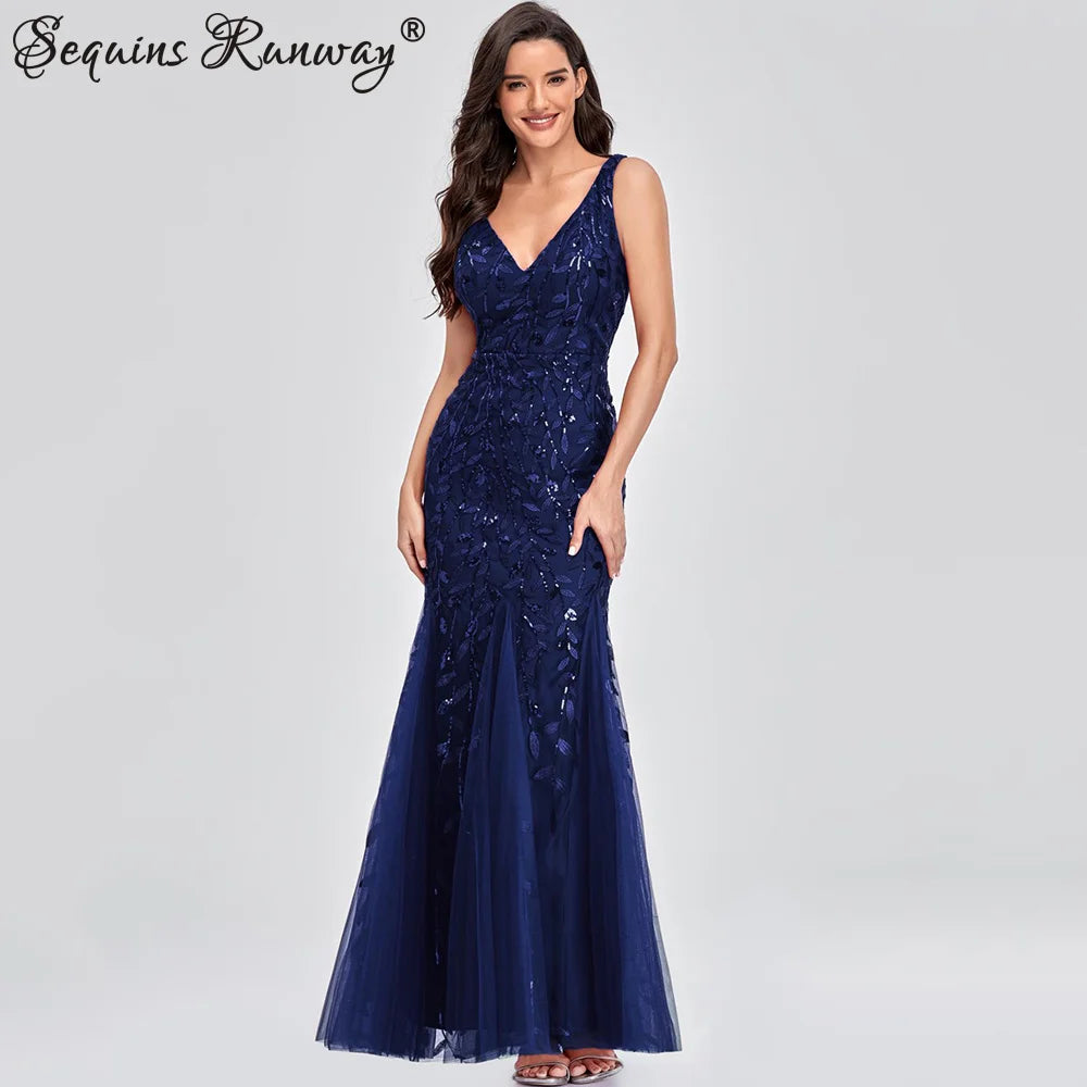 Sexy vintage Maxi Sequin cocktail Dress bridesmaid Prom Dresses for Women Casual Party Long sleeve club Bodycon Dress vestidos