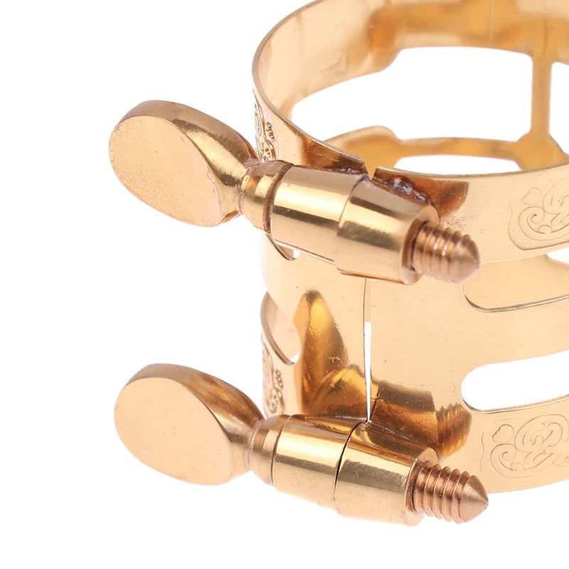 {QTG333} Double Screw Adjustment Saxophone Ligature Gold Color Copper Compact Durable For Alto Sax Saxophone Ligature Fastener