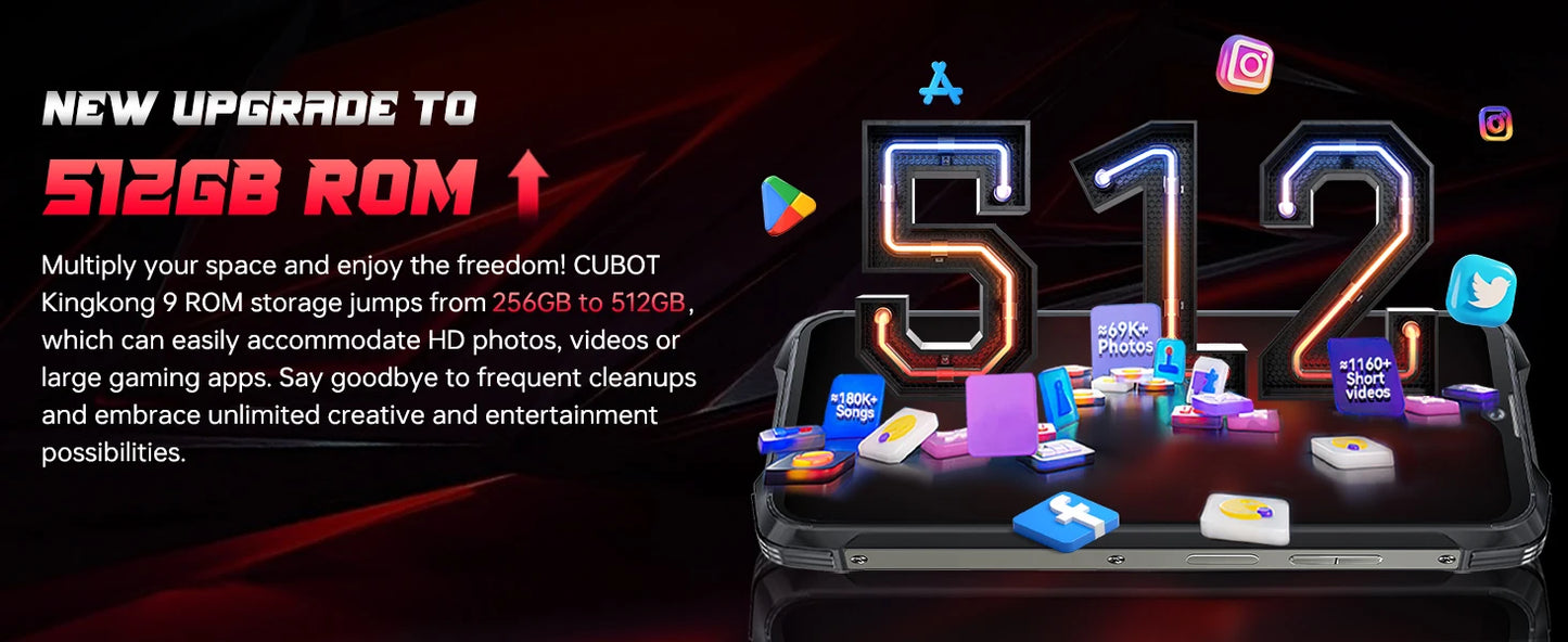 CUBOT KingKong 9,Android 14,24GB+512GB/1TB,10600mAh/33W,100MP+24MP Night Vision,6.58''FHD+1.35"Mini Screen,4G Dual SIM/NFC/IP68