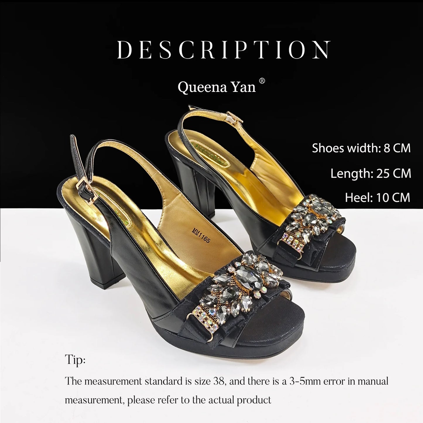 Queena Yan Spot goods Elegant Women Heels Shoes and Bag Set Decoration Rhinestones Women High Heels Shoes OL Bag And Shies