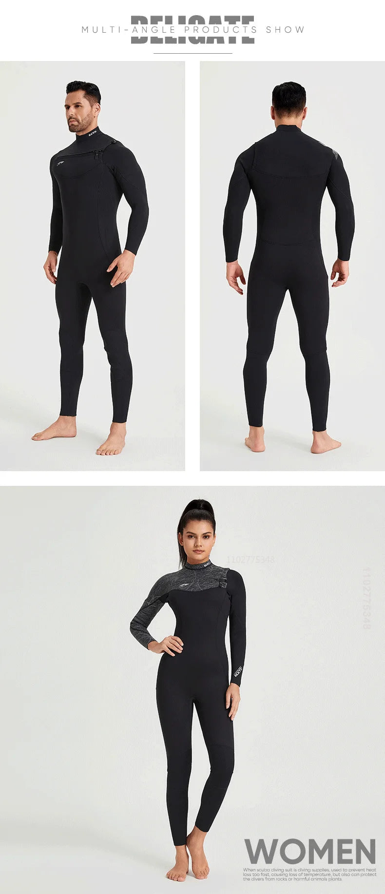3mm/2mm Neopreno Men Women Wetsuit One-Piece Swimsuits Snorkeling Kayaking Wet Suit Surfing Scuba Diving Suit Fishing Kitesurf