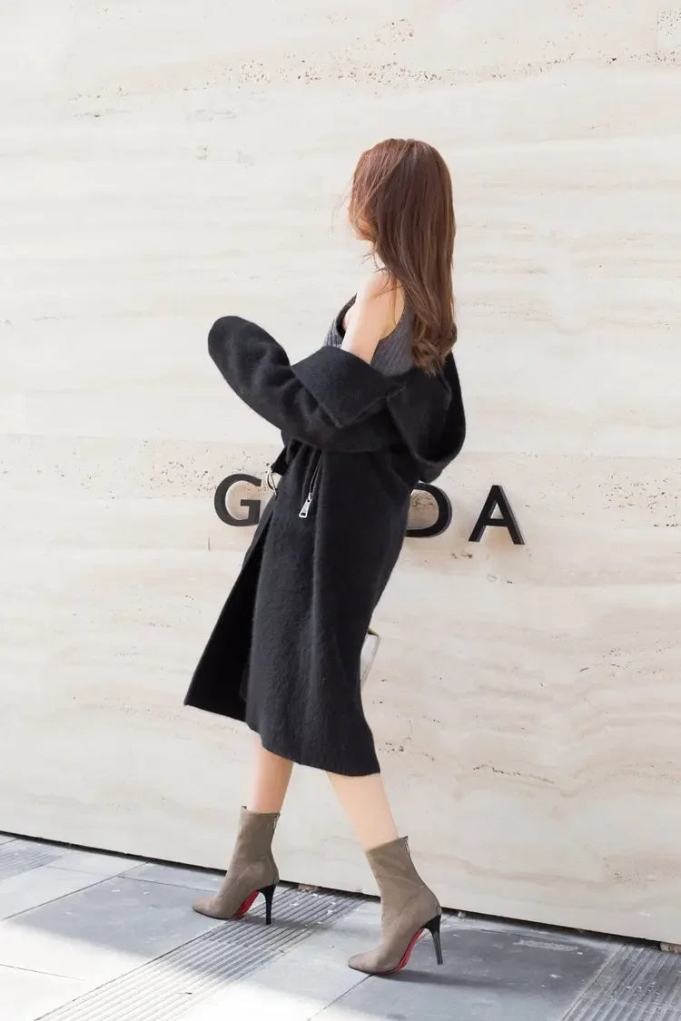 2024 Women Boots Short High Heels Shoes for Women Autumn Suede Imitation Leather Ankle Boots Black Sock Women Heels Boots Female