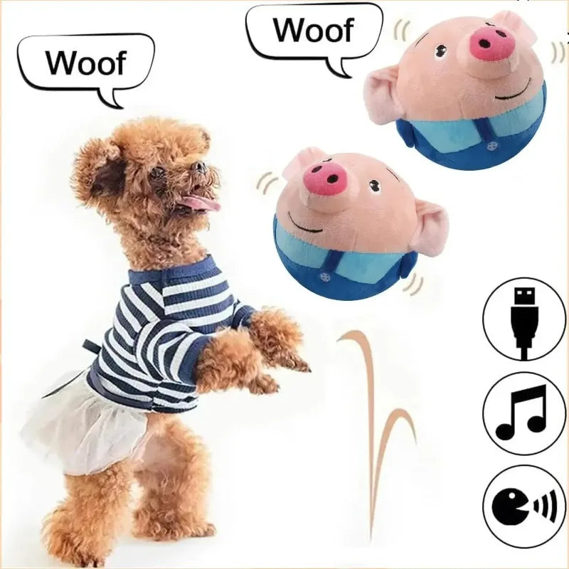 Pet Electronic Toy Cat Ball Pet Bouncing Jump Ball Music Vibration Bite Puppy Ball Interactive Dog Chewing Moving PlushDoll Toy