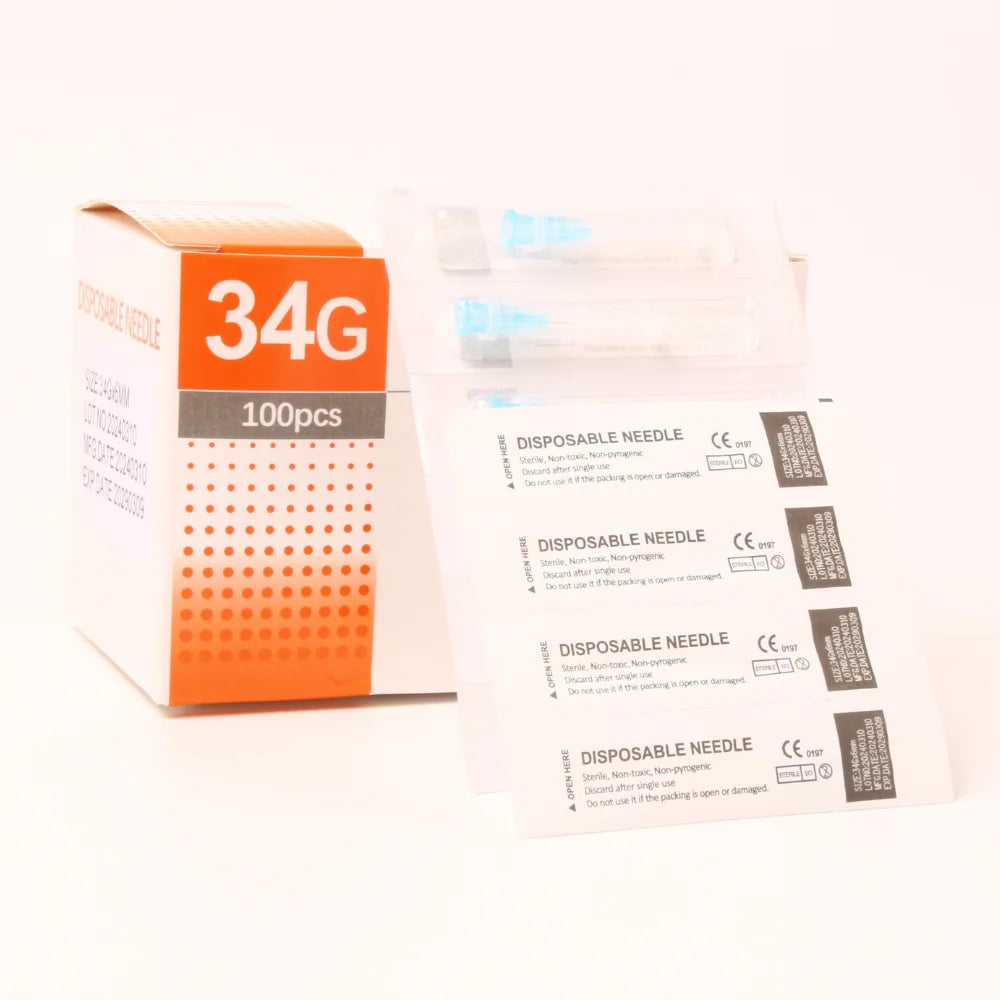 100PCS 34G 4/6/8/13/1.5/2.5MM Painless Small Superfine Beauty Needle Disposable Plastic Syringes Korean Needles Eyelid Tools