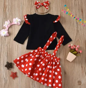1-5 Years Children Outfit Baby Clothing Set Girl Summer Birthday Costume Kids Dots Tops Skirt