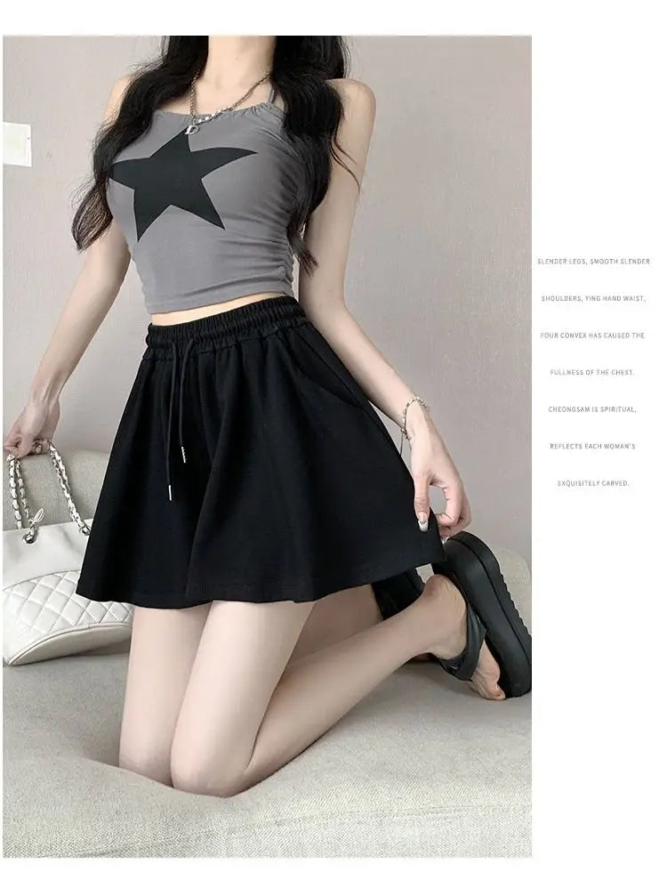 2026 High Waist Wide Leg Sports Shorts Women's Summer New Loose Fit A-Line Shorts Casual Versatile Comfortable Short Pants