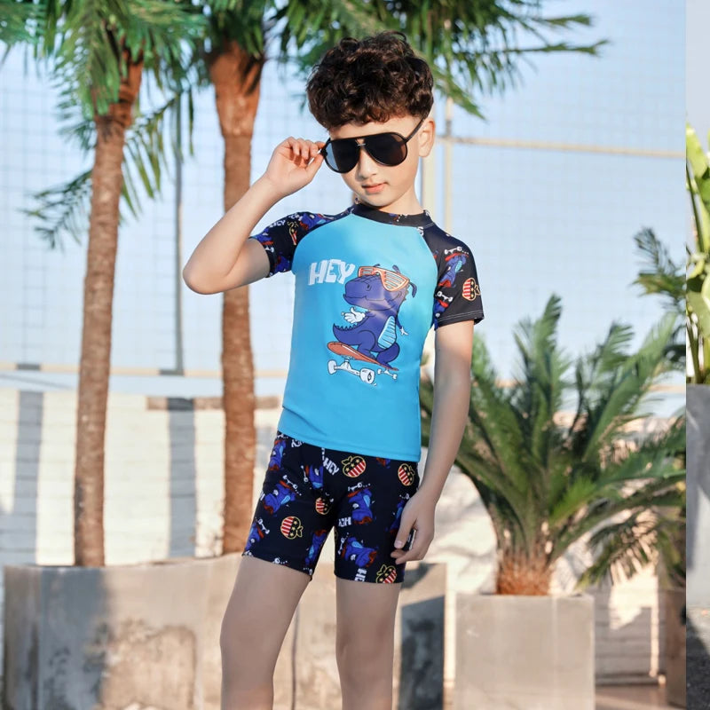 New Kids Swimsuit Medium Kids Baby Split Suit Swim Trunks Light Short Sleeve Beach Swimsuit Boys Swimsuit Swim Trunks Quick Dry