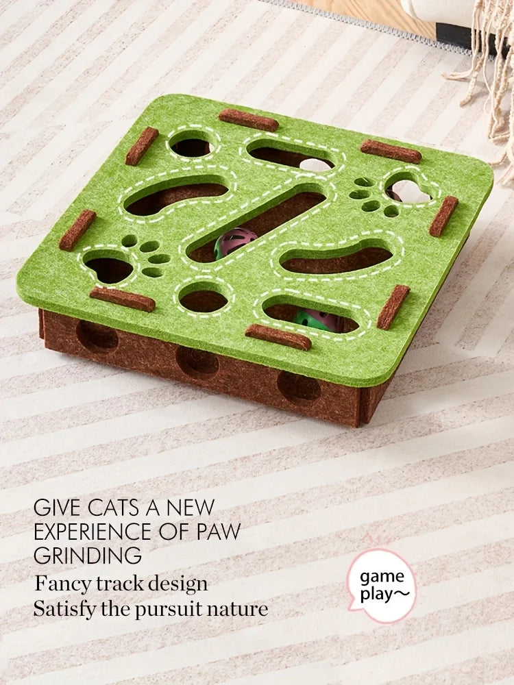 Cat Self-Entertainment Boredom Buster: Interactive Maze Box with Scratching Board Cat Tree and Sound Toy for Different Scenarios