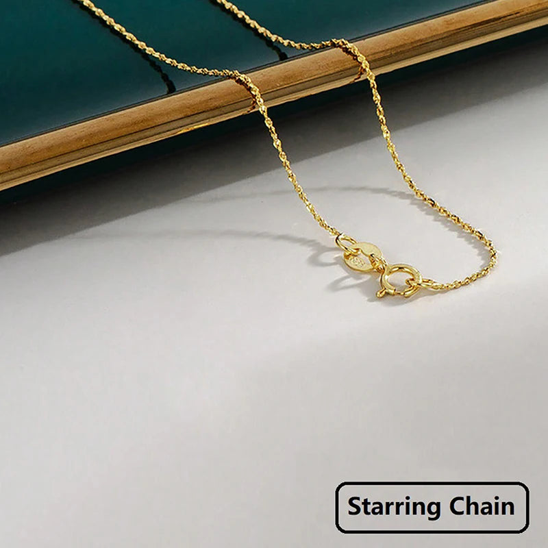 GRA 40cm 45cm Minimalist Female Necklace for Women on Neck Real 925 Sterling Silver Chain Necklaces Girls Fashion Fine Jewelry