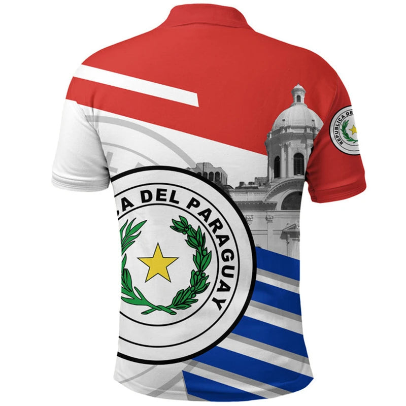 Paraguay Flag Map 3D Print Polo Shirts Daily Casual Sports Jersey POLO Shirt Female Clothing Oversized Short Sleeve Tees Tops