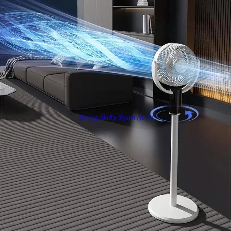 High Efficiency Floor Fan with Wide Angle Airflows Distribution Portable Air Circulator Remote Control Bedroom Quiet Fan