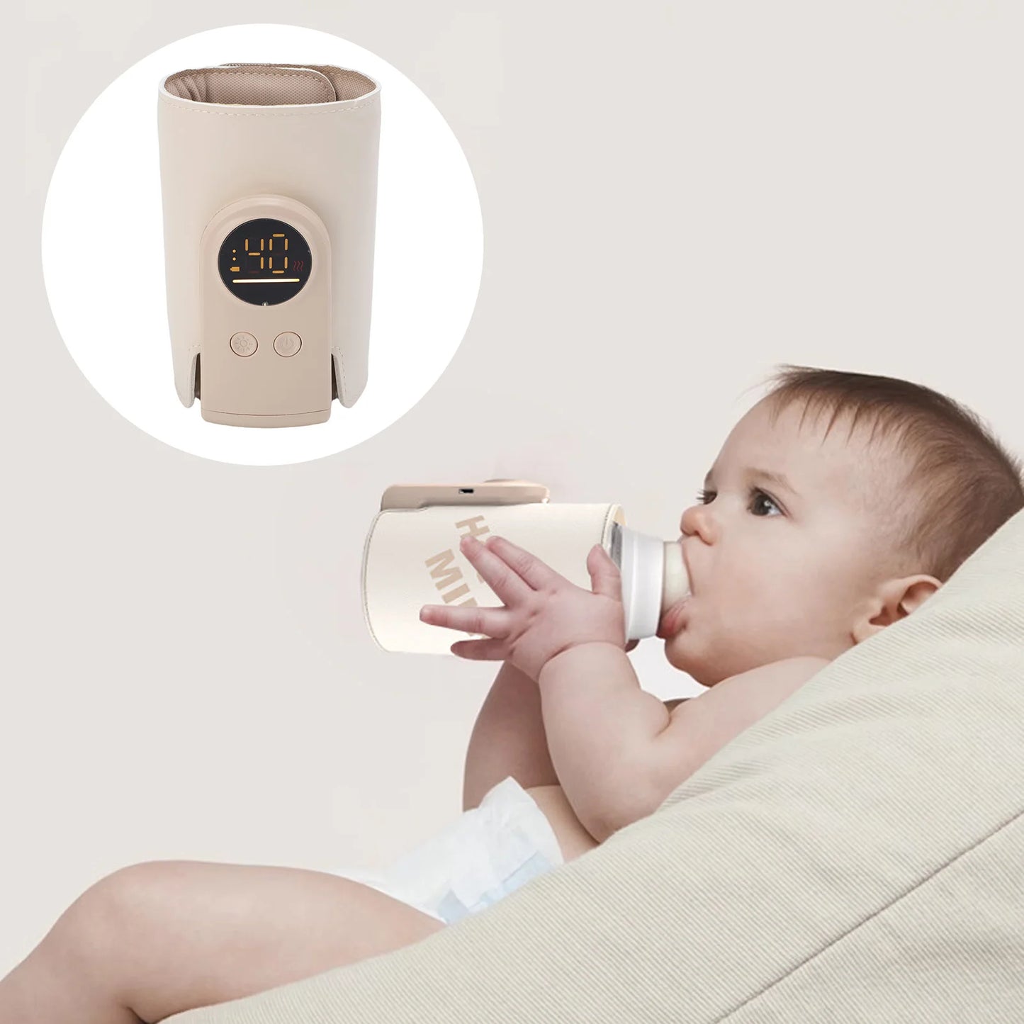 Cordless Baby Bottle Warmer Wrap Portable LED Display Fast Baby Milk Warmer Cover for Breastmilk Milk Warmer for Breastmilk