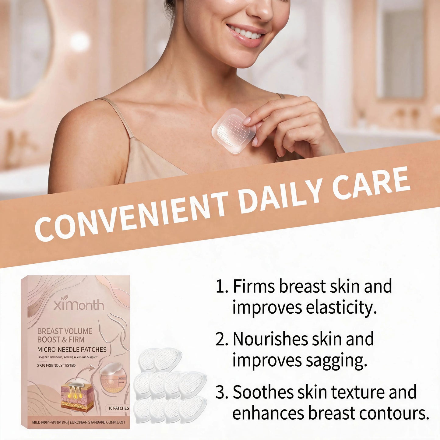 Breast Enhancement Advanced Nano-Microneedle Patch Targeted Skin Nutrition Deep Hydration Increased Skin Elasticity For Women