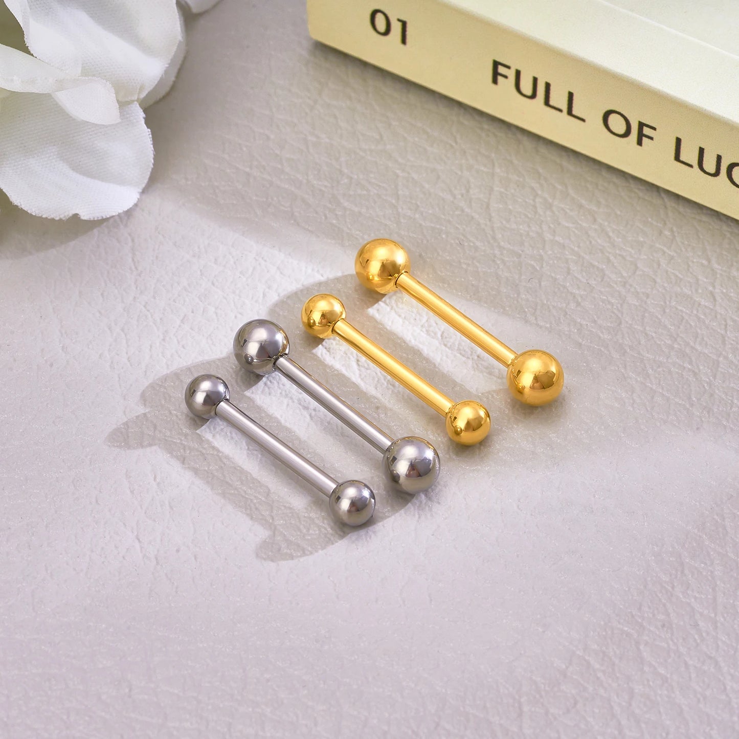 1/5/10pcs Titanium Tongue Ring Piercings External Threaded Industrial Barbell Tongue Bar Tragus Helix Ear Piercing Body Jewelry