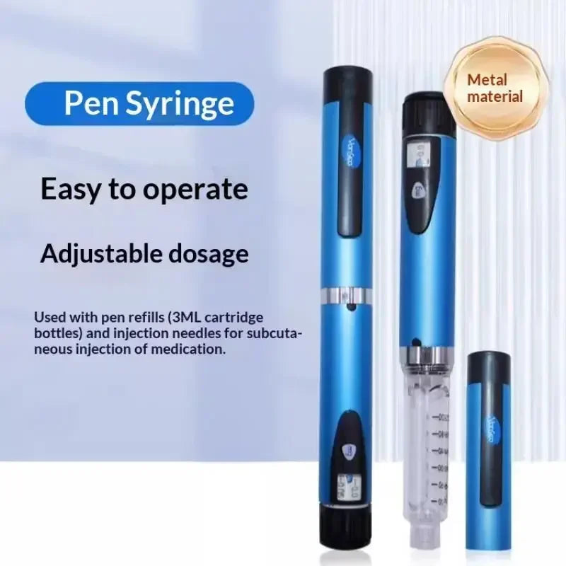 Portable Dose Adjustable Reusable Injector Pen Kit for Insulin Peptide, Comes with 10Pcs 3ML Replacement Cartridges