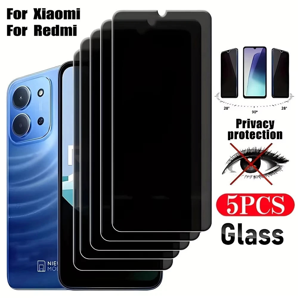1-5PCS Privacy Screen Protectors For Redmi Note 15 Pro 5G 14 13 12 11 10 11S 10S Tempered Glass For Redmi 15C 14C 13C 12C 10C A3