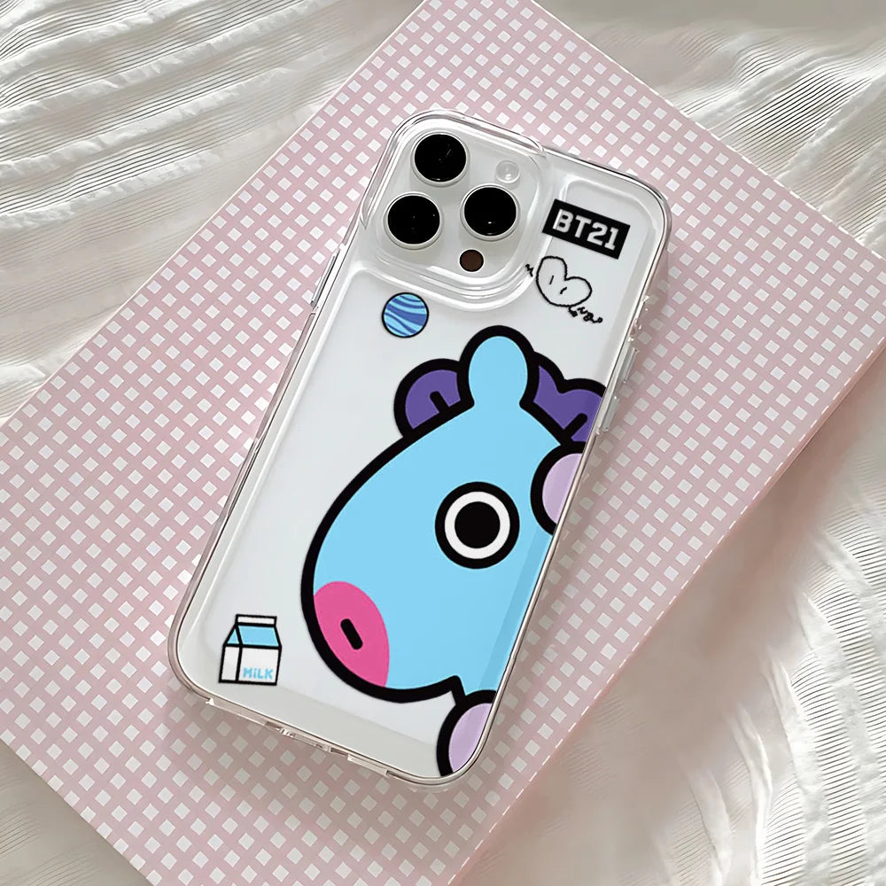 Cute Cartoon -Y-BT-21-Phone Case For iPhone 17 16e 16 15 14 13 12 11 Mini Air Pro Max X XR 7 8 Plus Transparent Soft Back Cover