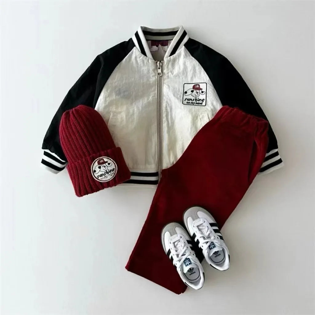 2025 Autumn New Baby Long Sleeve Coat Fashion Kids Boys Baseball Uniform Cotton Girls Casual Reversible Jacket Children Clothes