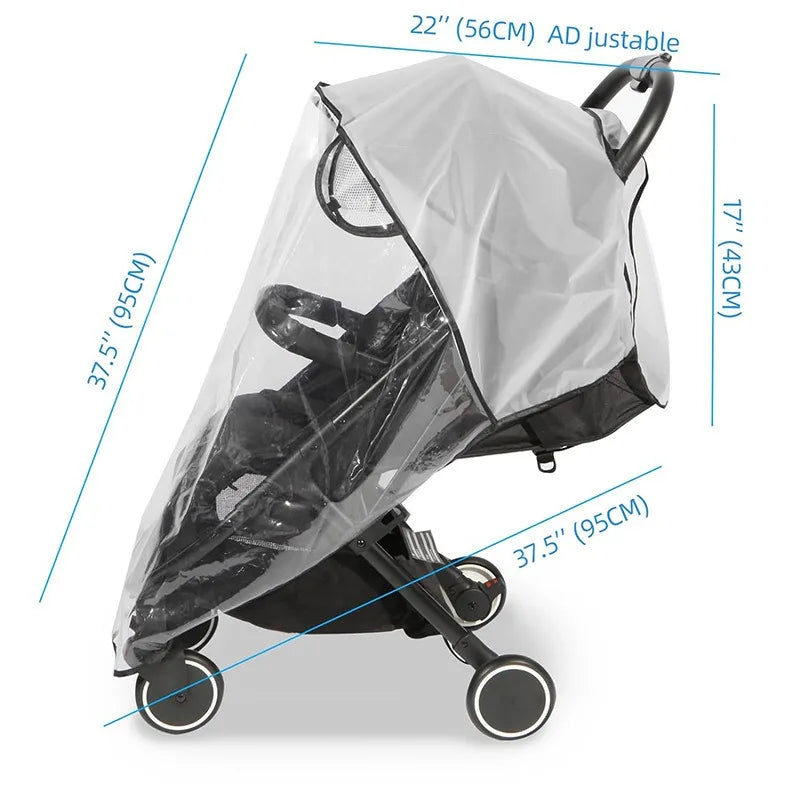 Baby Stroller Accessories Waterproof and Rainproof Cover Transparent Windproof and Dustproof Opened for Baby Stroller Raincoats