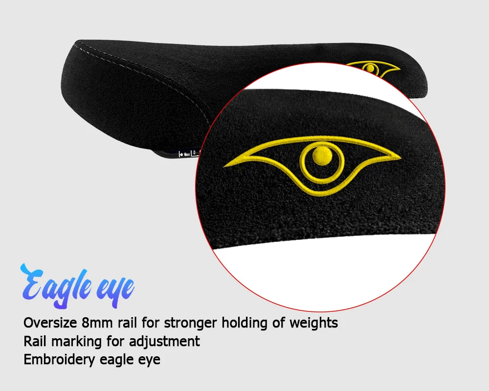 Funsea-Bicycle Seats, Wheelie Stunt, Big BMX Cruiser Bike Saddle, Flannelette, 8mm Rail Embroidery Logo Seat Cover, Eagle Eye