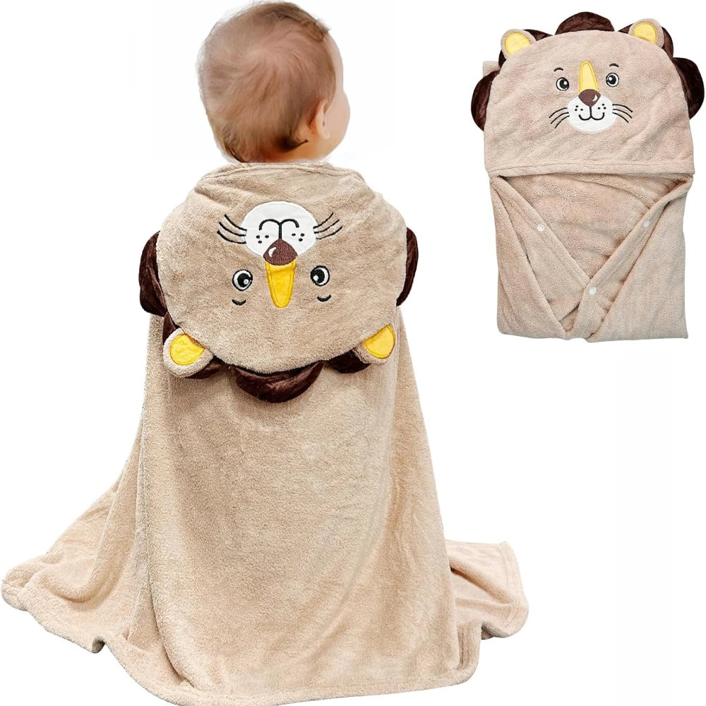 Baby Hooded Bath Towel,Ultra Soft and Absorbent Toddlers Bathrobe,Coral Velvet Thickened Bathrobe,Newborn Blanket Shower Gifts