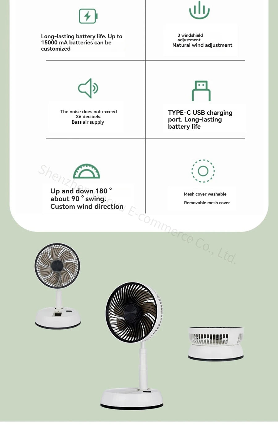 New Telescopic Fan Is Easy To Store Outdoor Shaking Head and Remote Control Fan Charging Table and Ground Dual-purpose Static.