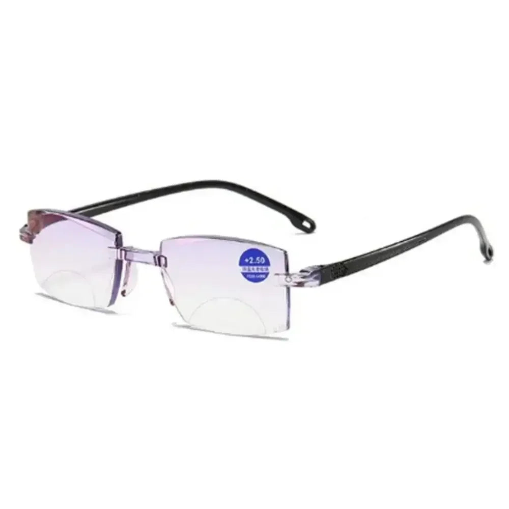 Bifocal Progressive Reading Glasses Diamond-cut Men Blue Light Blocking Multifocal Eyewear Ultralight Rimless Eyeglasses