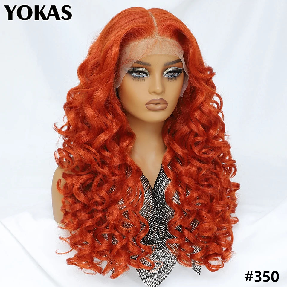 Lace Frontal Wigs 13X6 Synthetic Curly Lace Frontal Wigs With Bangs For Afro Women Pink Blonde Women Wigs With Baby Hair Latisha