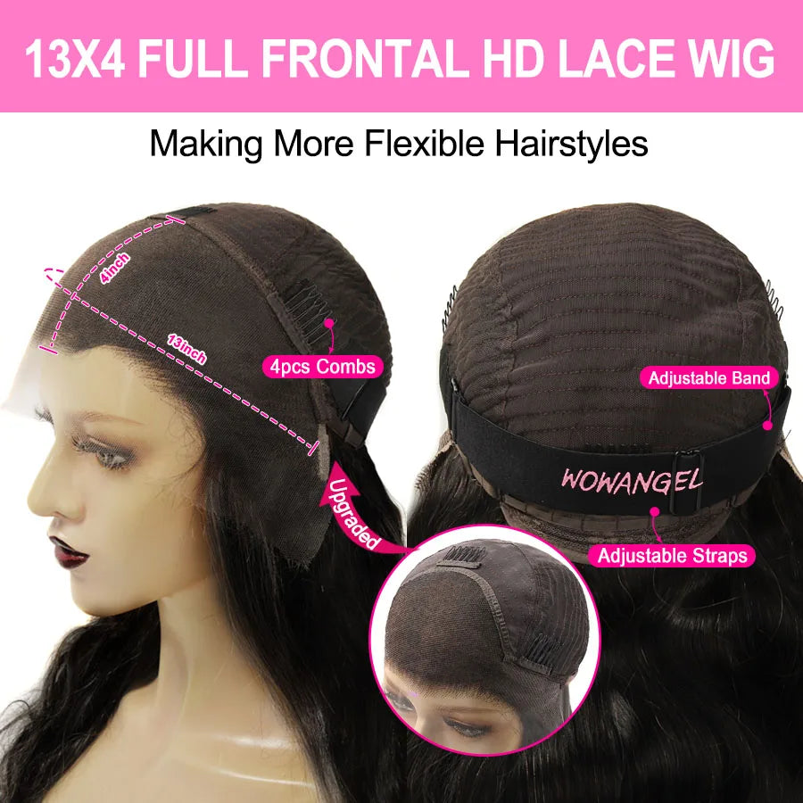 28inch Ash Blonde Body Wave Real HD Lace Front Human Hair Wig Melt Skins Ombre Colored Wigs 13x6 Full Lace Frontal Wig Glueless
