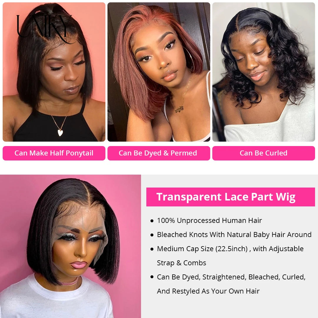 Short Bob Human Hair Wigs Straight Reddish Brown 13x4 Full Lace Frontal Wigs For Women 180 Density Color #33 Glueless Wig