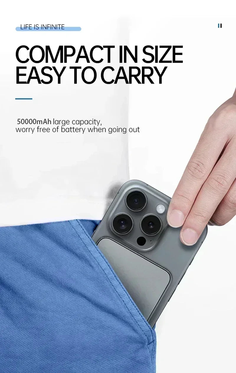 Lenovo 500000mAh CCC Certified Magnetic Ultra Thin Wireless Portable Power Bank Super Fast Charging LED Display Pack For MagSafe