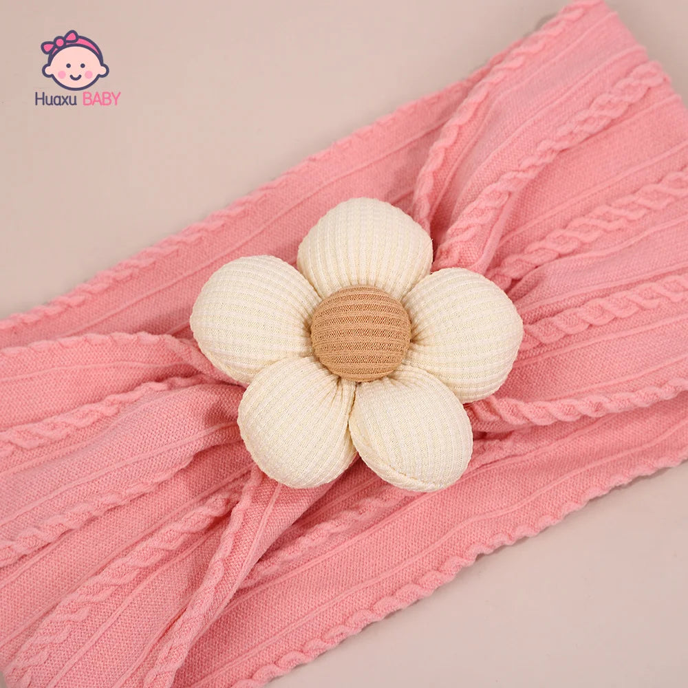 2Pcs Set Baby Floral Headbands and Socks Knitted Flower Elastic Hairbands Cute Newborn Girls Photo Props Baby Hair Accessories