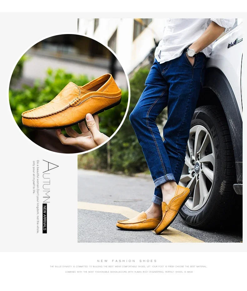 Men Shoes Casual Leather Mens Loafers Moccasins Designer Slip on Boat Shoes High Quality Chaussure Homme