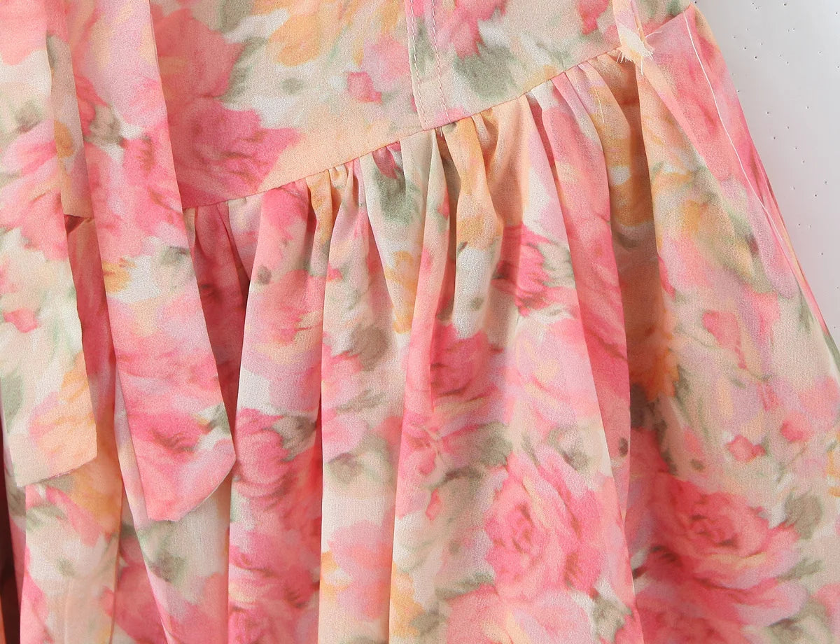 YENKYE Sexy Sling Floral Print Boho Beach Dress Women New 226  Lace Trim  Irregular Hem Holiday Summer Dresses Short Robe