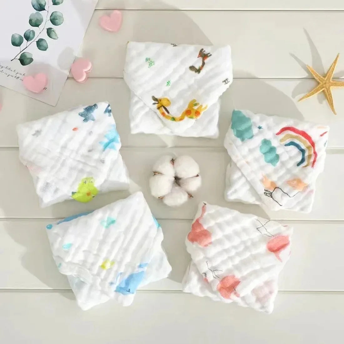 30*30cm Baby 6 Layers Cotton Towel Soft Baby Towels Handkerchief Bathing Feeding Washcloth Wipe Burp Cloth Lot Muslin 3/5pcs