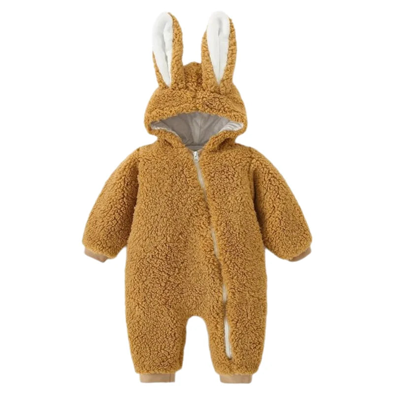 Newborn Baby Winter Warm Romper Girl Overall Polar Fleece Clothes Boys Jumpsuit Costume Infant Rabbit Pajamas Jacket 3-12 Month