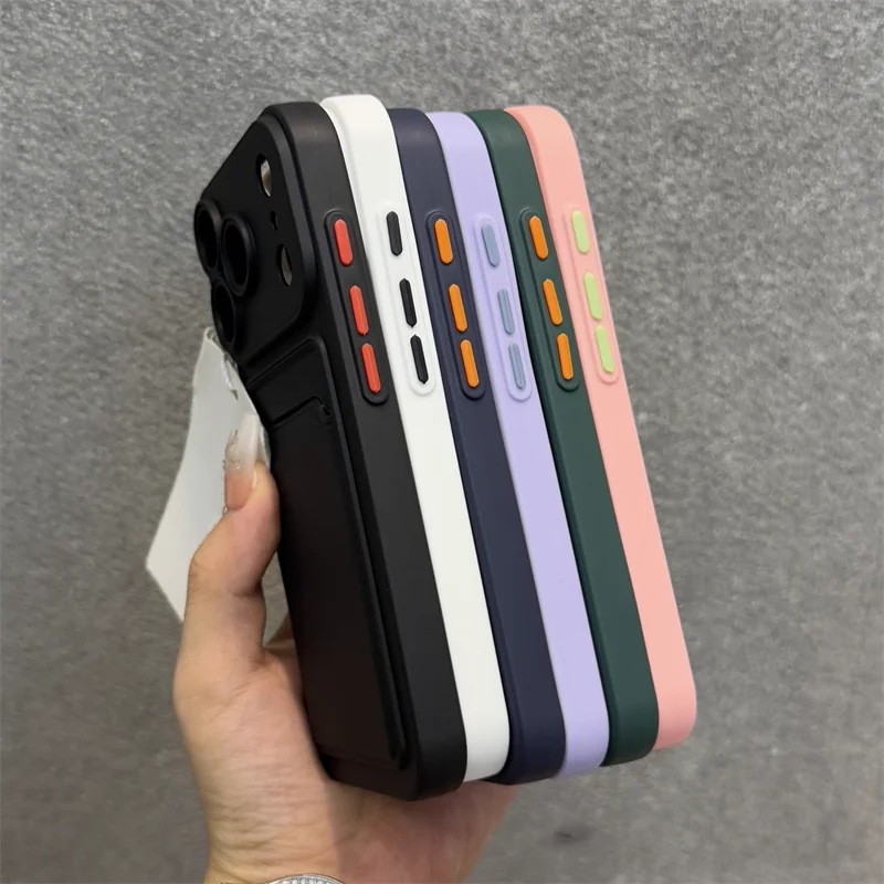 Luxury Soft Silicone Wallet Case For iPhone 17 16 15 14 Plus 13 12  Pro Max XR XS Shockproof Card Holder Slot Cover