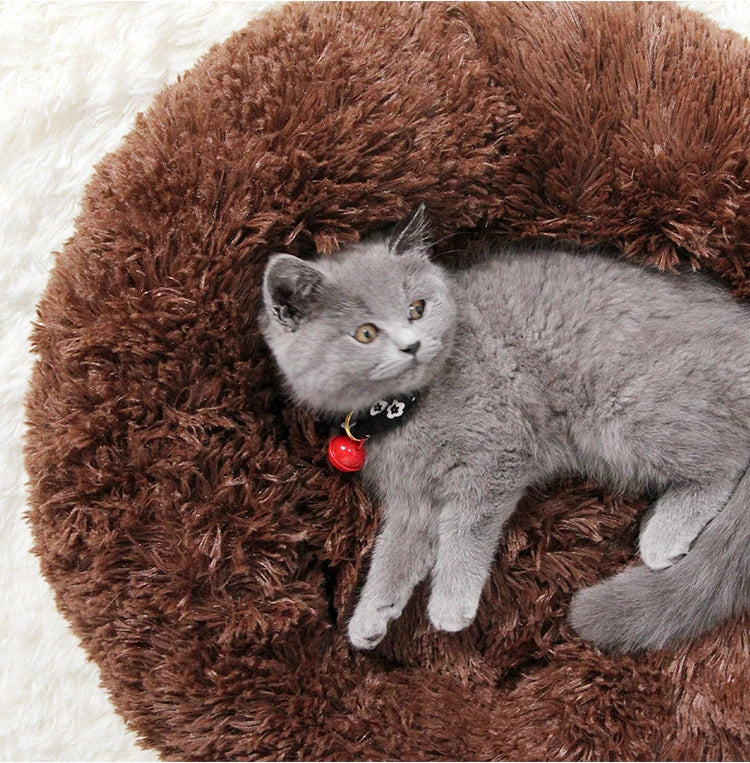 Round Dog Bed Long Plush Pet Kennel Washable Cat House Soft Cotton Mats Sofa For Small Large Dog Chihuahua Dog Basket Pet Bed