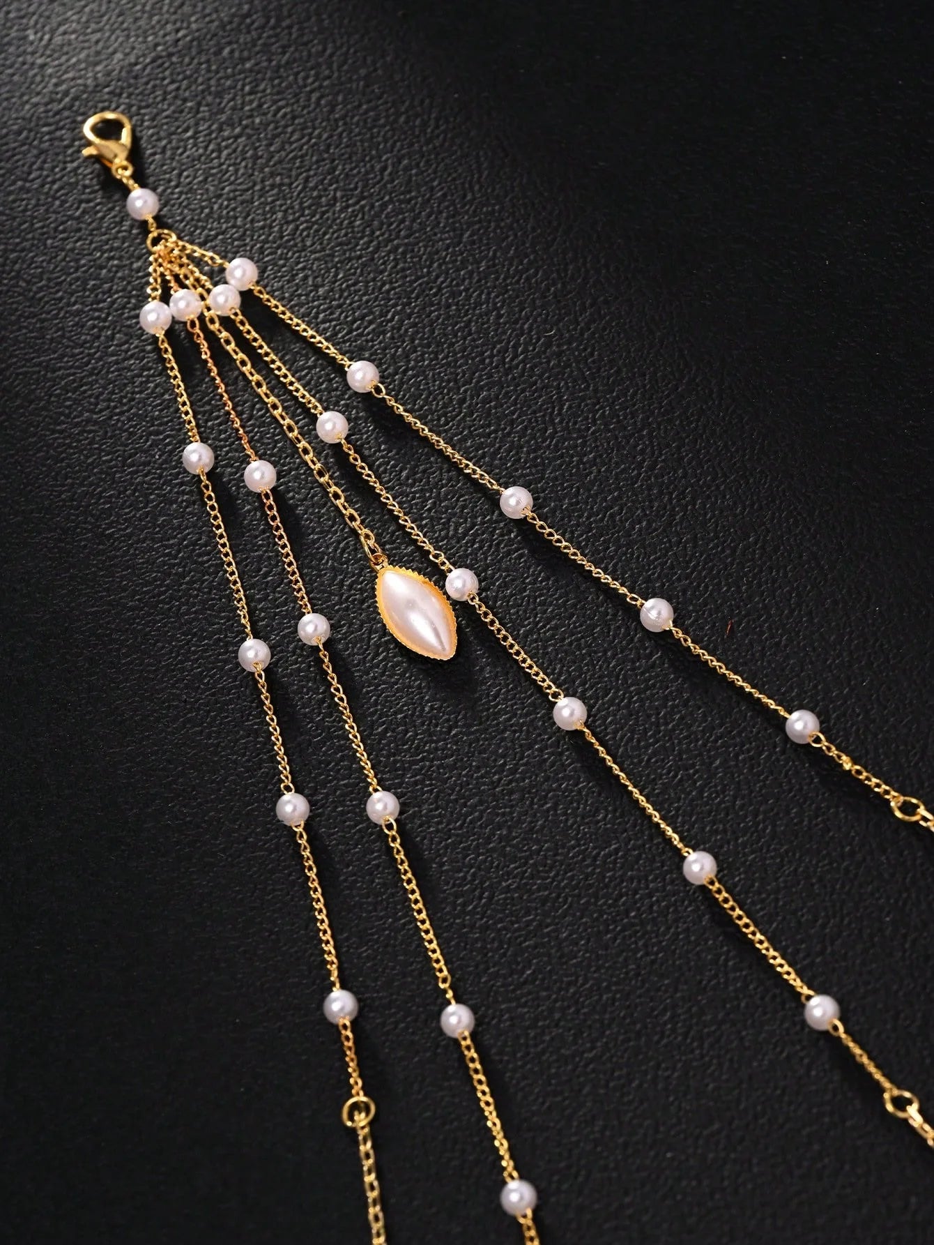 A sexy fashion bikini underwear decoration body chain imitation pearl thin chain waist chain female nightclub party jewelry