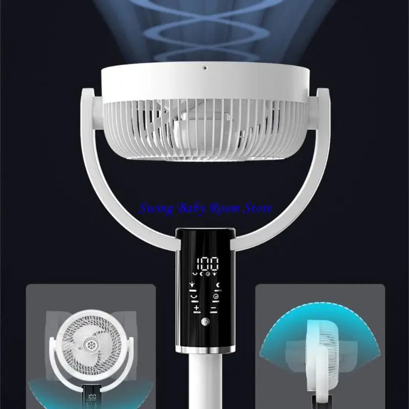 High Efficiency Floor Fan with Wide Angle Airflows Distribution Portable Air Circulator Remote Control Bedroom Quiet Fan