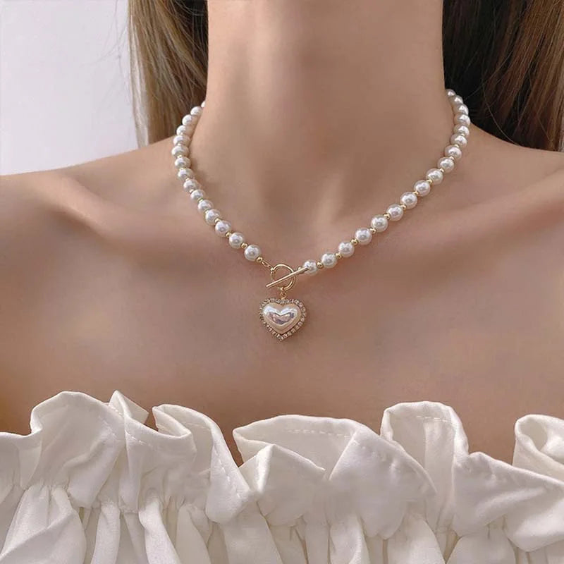 Elegant Big White Imitation Pearl Beads Choker Clavicle Chain Necklace For Women Wedding Jewelry Collar 2021 New