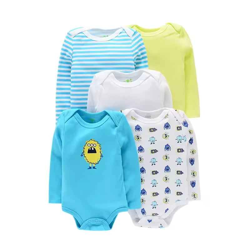 4 Pieces Baby Clothing Infant Bodysuit Long Sleeve High Quality Newborn Clothes Sets Pure Cotton Cartoon Kids Clothing for 0-12M