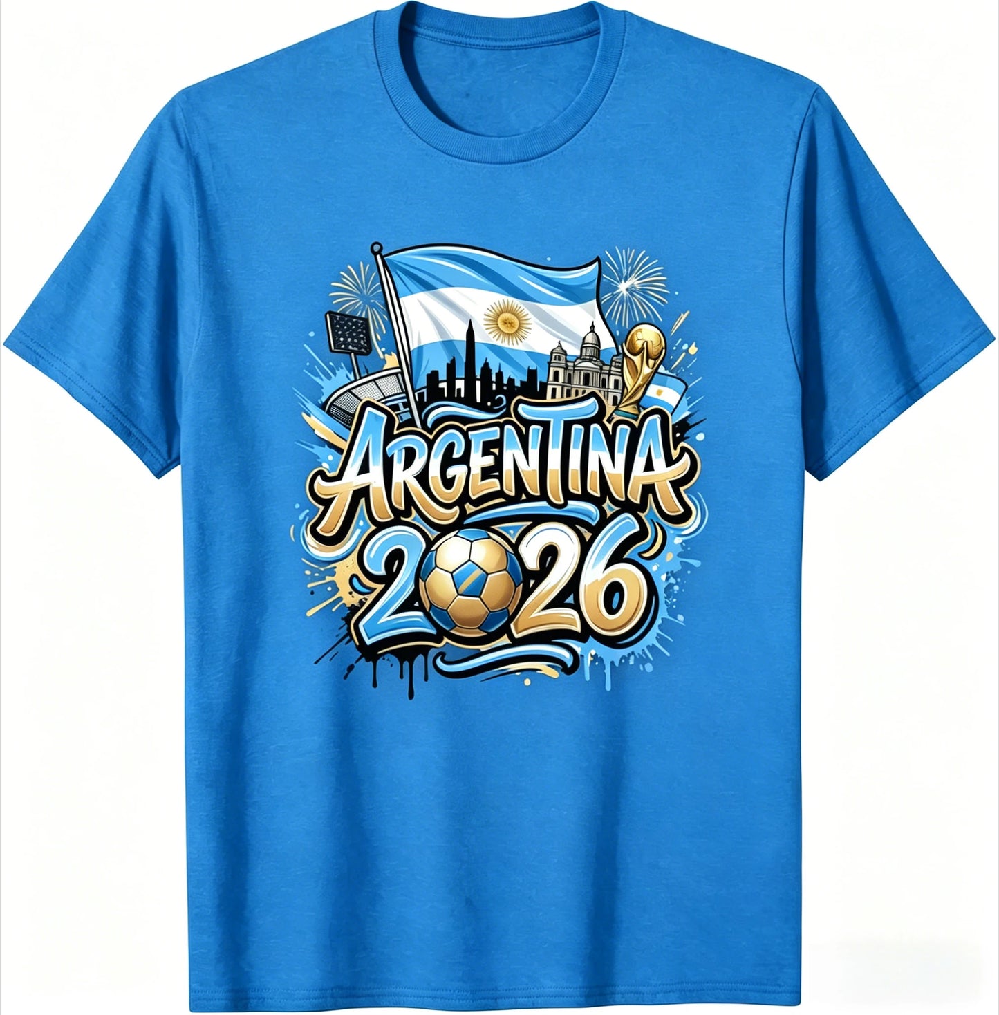 Unisex Argentina 2026 Soccer Tee Vintage Style Graphic Football Fan Supporter Casual Streetwear Top