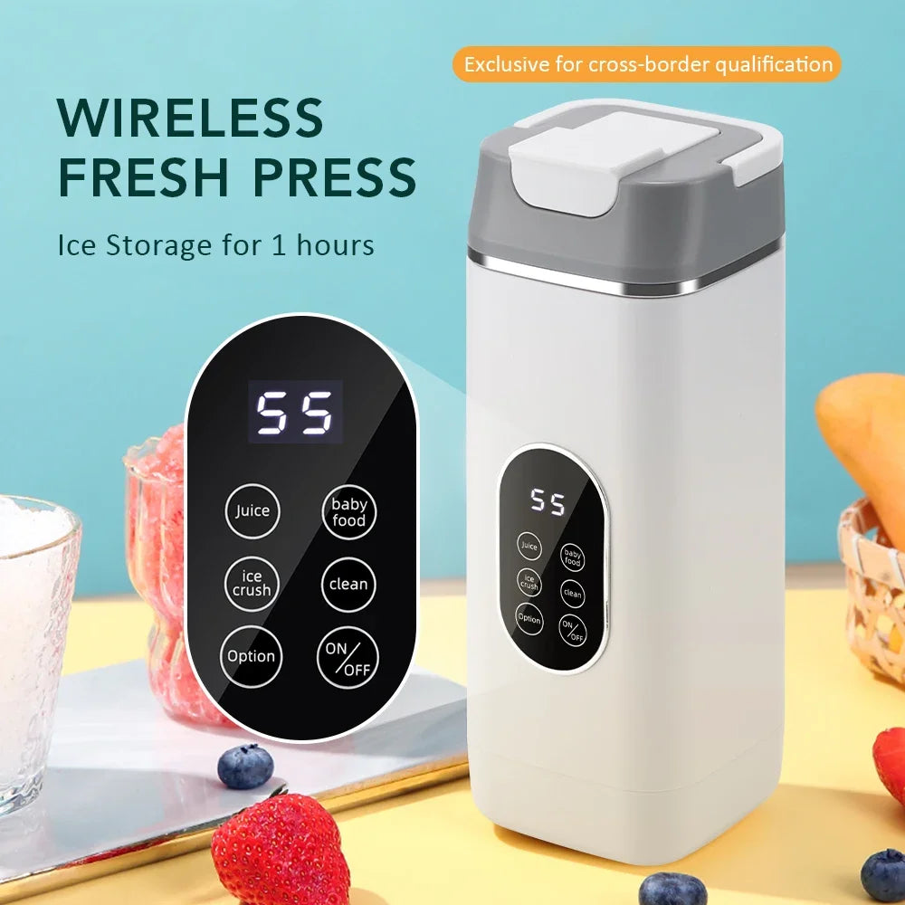 400ML Portable Electric Juicer 2 Cup Home Mini Multifunctional Wireless Blender USB Rechargeable Small Juice Cup Mixer Machine
