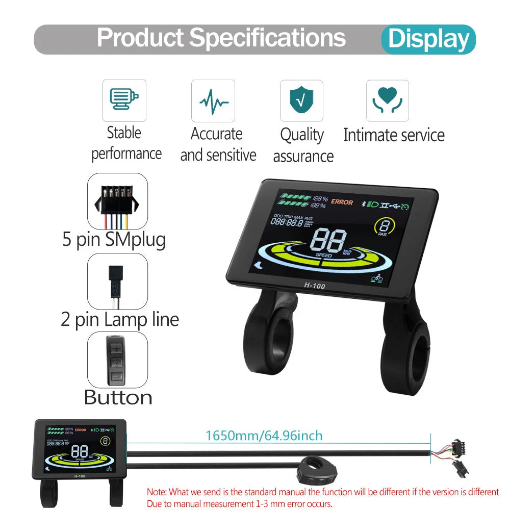 Ebike Sine Wave Display Controller 100A Three-Mode 48V52V60V72V with Learning Function UKC1 LCD Color Display 3000W5000W Motor