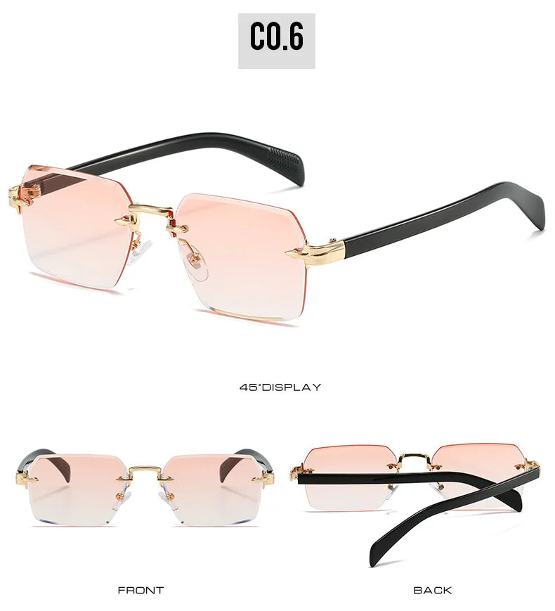 Fashion Rimless Sunglasses Men Women Popular Frameless Sun Glasses Male Female Classic Small Square Summer Travel Shades