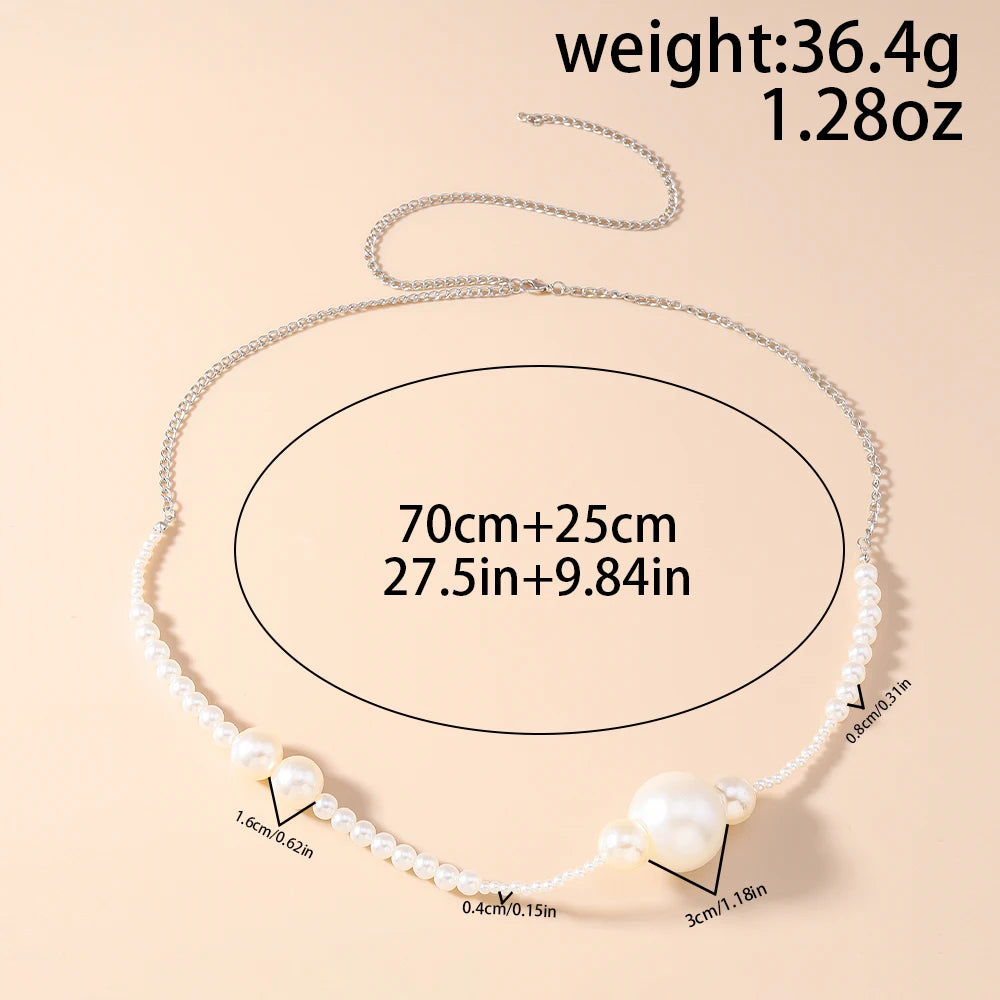 Aihua Fashion Big Imitation Pearls Beaded Waist Chain for Women Belly Body Chain Sexy Bikini Summer Beach Jewelry Gifts