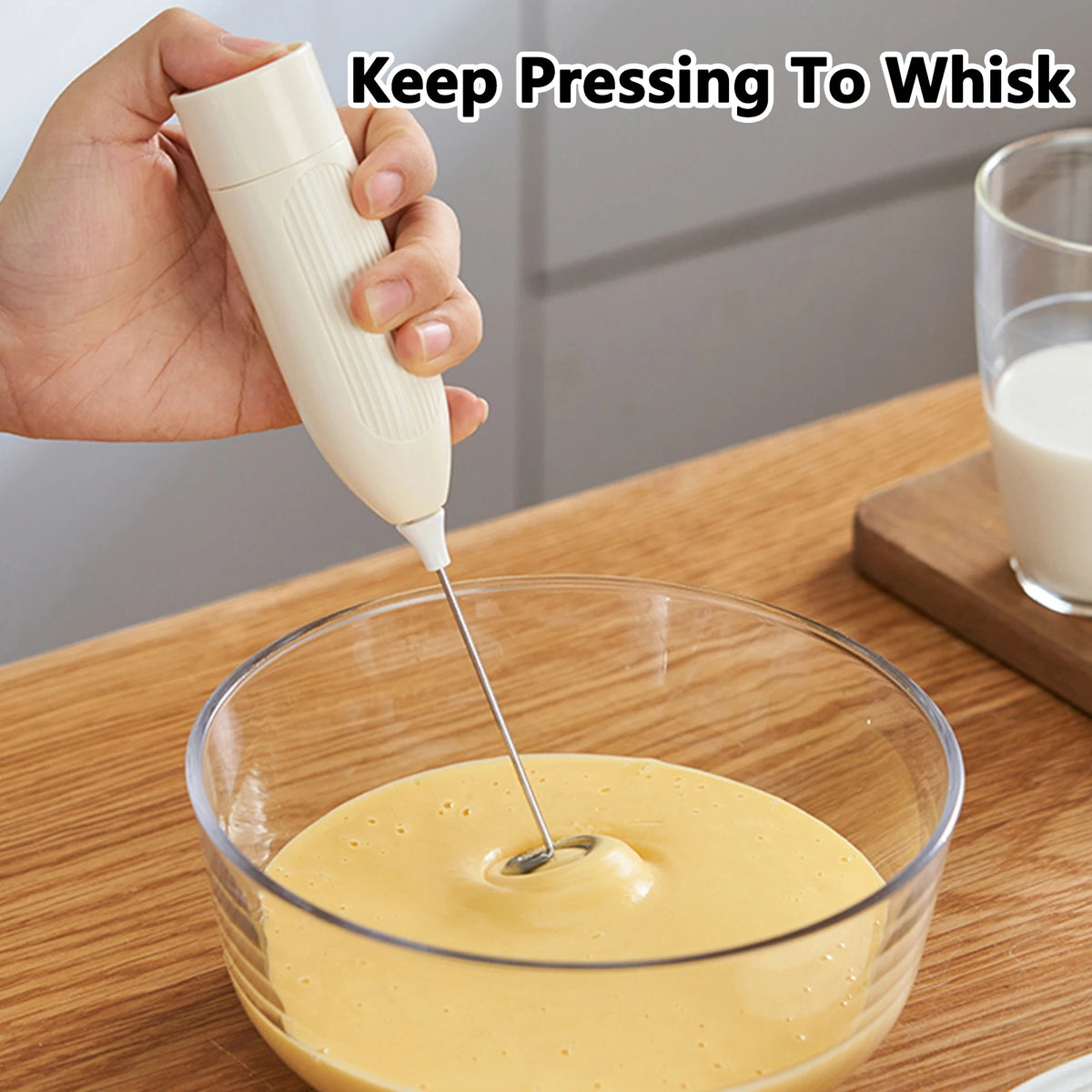 Milk Frother Handheld Electric Foam Maker Battery Powered Drink Mixer Stainless Steel Whisk for Coffee Latte Cappuccino